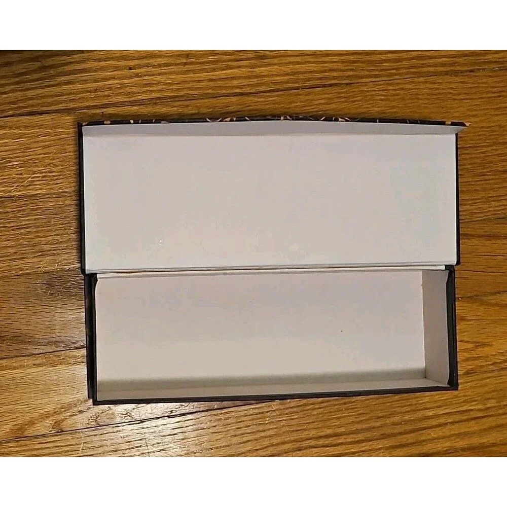 Elegant Storage Box Black Jardin De Paris With White Lilies apprx 10.5x3.75x2.75